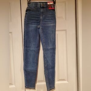 No Boundaries Super High Rise Curvy Jeggings XS (1) New Blue Denim